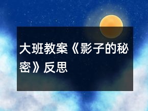 大班教案《影子的秘密》反思