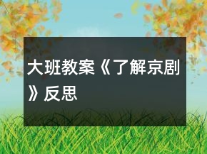 大班教案《了解京劇》反思