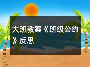 大班教案《班級(jí)公約》反思
