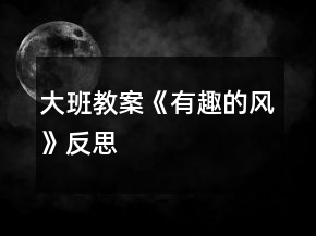 大班教案《有趣的風(fēng)》反思