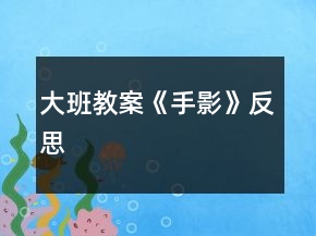大班教案《手影》反思