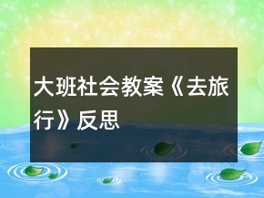 大班社會教案《去旅行》反思