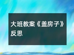 大班教案《蓋房子》反思