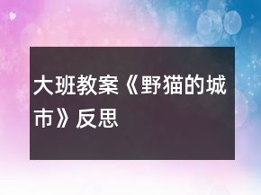 大班教案《野貓的城市》反思