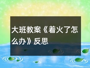 大班教案《著火了怎么辦》反思