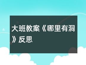 大班教案《哪里有洞》反思