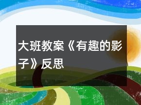 大班教案《有趣的影子》反思