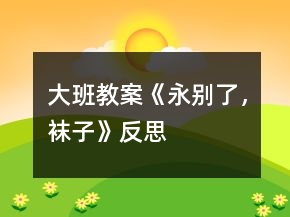 大班教案《永別了，襪子》反思