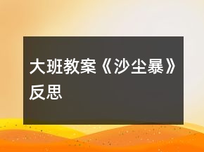 大班教案《沙塵暴》反思