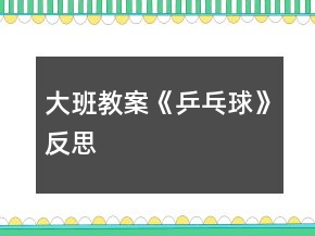 大班教案《乒乓球》反思