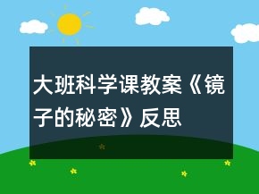 大班科學(xué)課教案《鏡子的秘密》反思