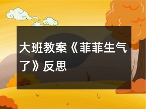 大班教案《菲菲生氣了》反思
