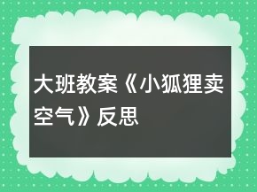 大班教案《小狐貍賣空氣》反思