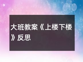 大班教案《上樓下樓》反思