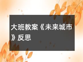 大班教案《未來城市》反思