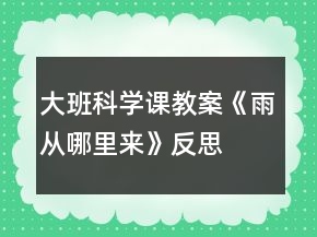 大班科學(xué)課教案《雨從哪里來》反思
