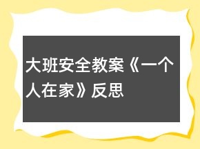 大班安全教案《一個(gè)人在家》反思