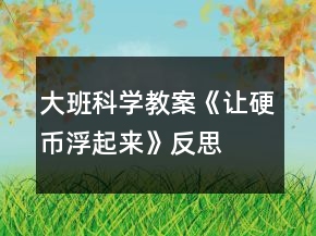 大班科學(xué)教案《讓硬幣浮起來》反思