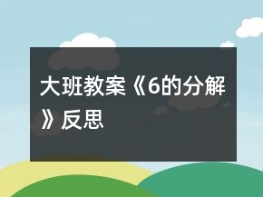 大班教案《6的分解》反思