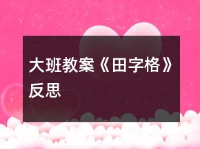 大班教案《田字格》反思