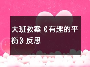 大班教案《有趣的平衡》反思