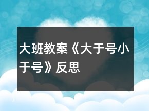 大班教案《大于號小于號》反思