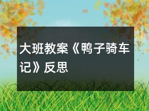 大班教案《鴨子騎車記》反思