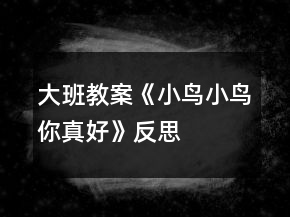 大班教案《小鳥小鳥你真好》反思