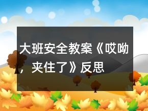大班安全教案《哎呦，夾住了》反思