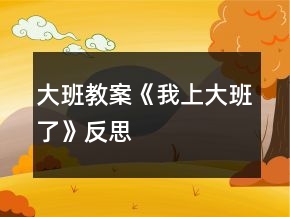 大班教案《我上大班了》反思