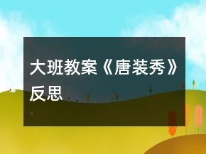 大班教案《唐裝秀》反思