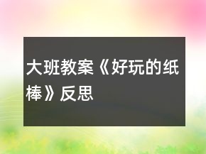 大班教案《好玩的紙棒》反思