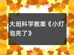 大班科學(xué)教案《小燈泡亮了》