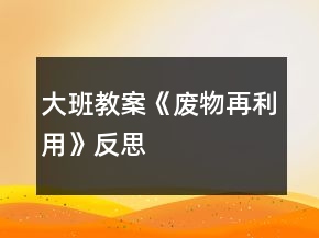 大班教案《廢物再利用》反思