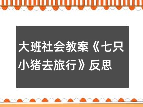 大班社會(huì)教案《七只小豬去旅行》反思