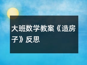 大班數(shù)學(xué)教案《造房子》反思