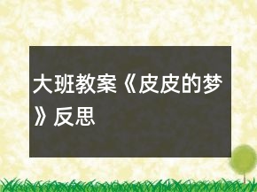 大班教案《皮皮的夢(mèng)》反思