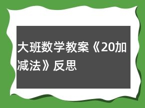 大班數(shù)學(xué)教案《20加減法》反思