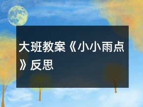 大班教案《小小雨點》反思