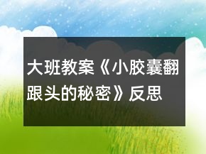 大班教案《小膠囊翻跟頭的秘密》反思