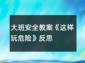 大班安全教案《這樣玩危險(xiǎn)》反思
