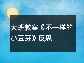 大班教案《不一樣的小豆芽》反思