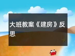 大班教案《建房》反思