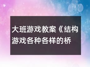 大班游戲教案《結(jié)構(gòu)游戲各種各樣的橋》反思