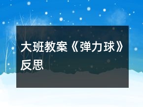大班教案《彈力球》反思