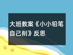 大班教案《小小鉛筆自己削》反思
