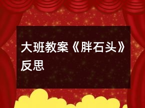 大班教案《胖石頭》反思