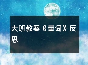 大班教案《量詞》反思