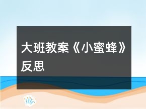 大班教案《小蜜蜂》反思