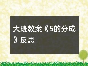 大班教案《5的分成》反思